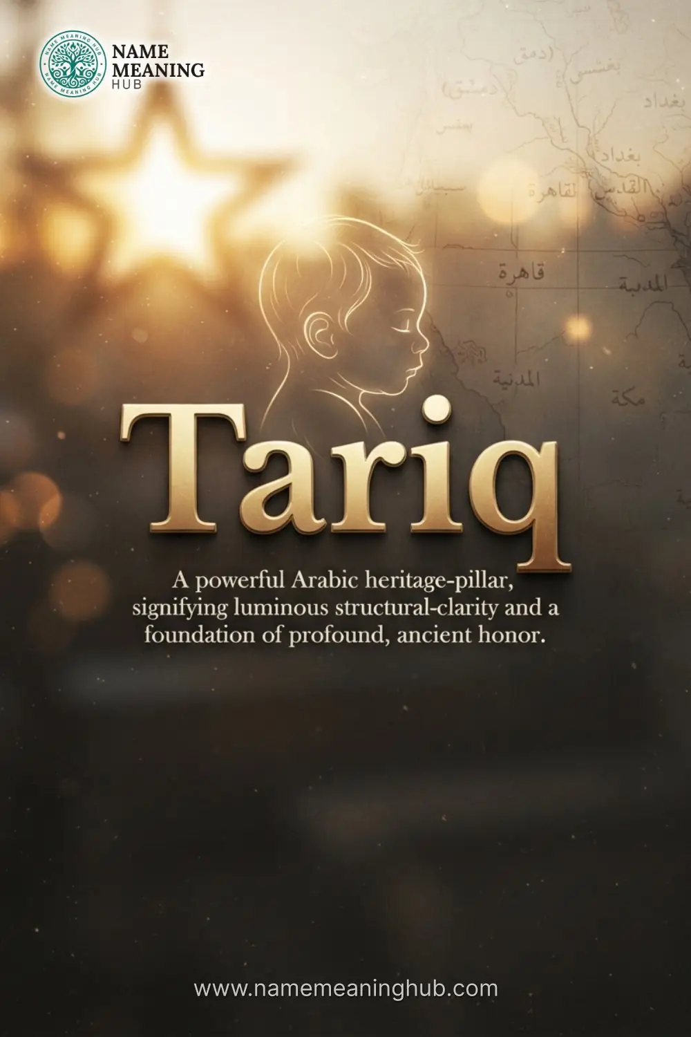 Meaning of the name Tariq: A powerful Arabic heritage-pillar, signifying luminous structural-clarity and a foundation of profound, ancient honor.