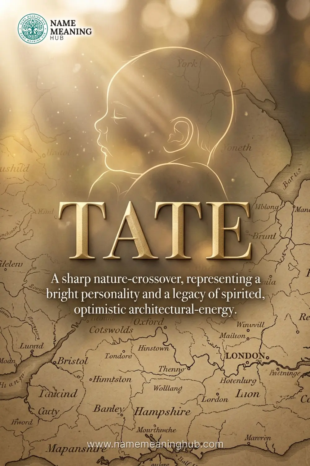 Meaning of the name Tate: A sharp nature-crossover, representing a bright personality and a legacy of spirited, optimistic architectural-energy.