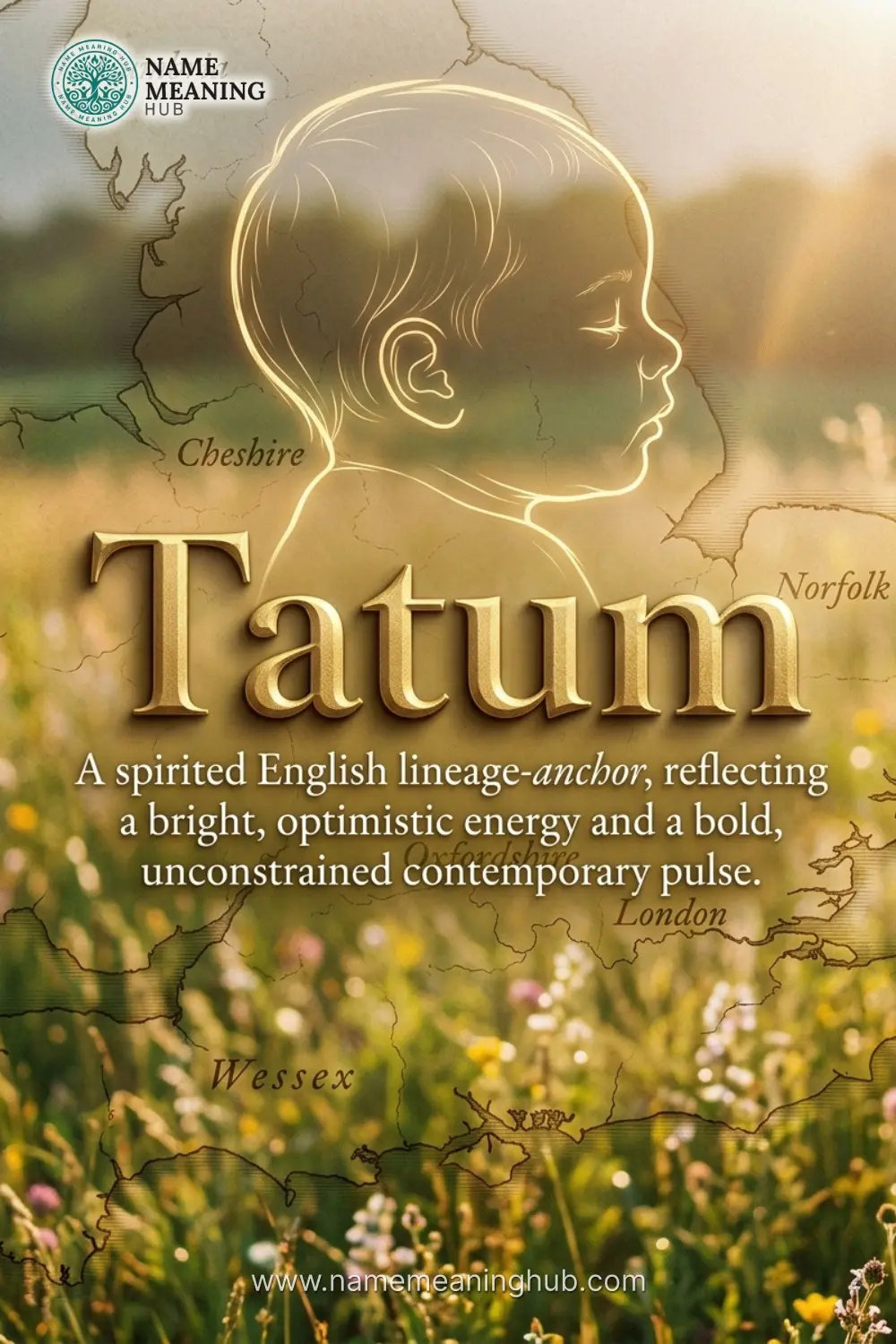 Meaning of the name Tatum: A spirited English lineage-anchor, reflecting a bright, optimistic energy and a bold, unconstrained contemporary pulse.