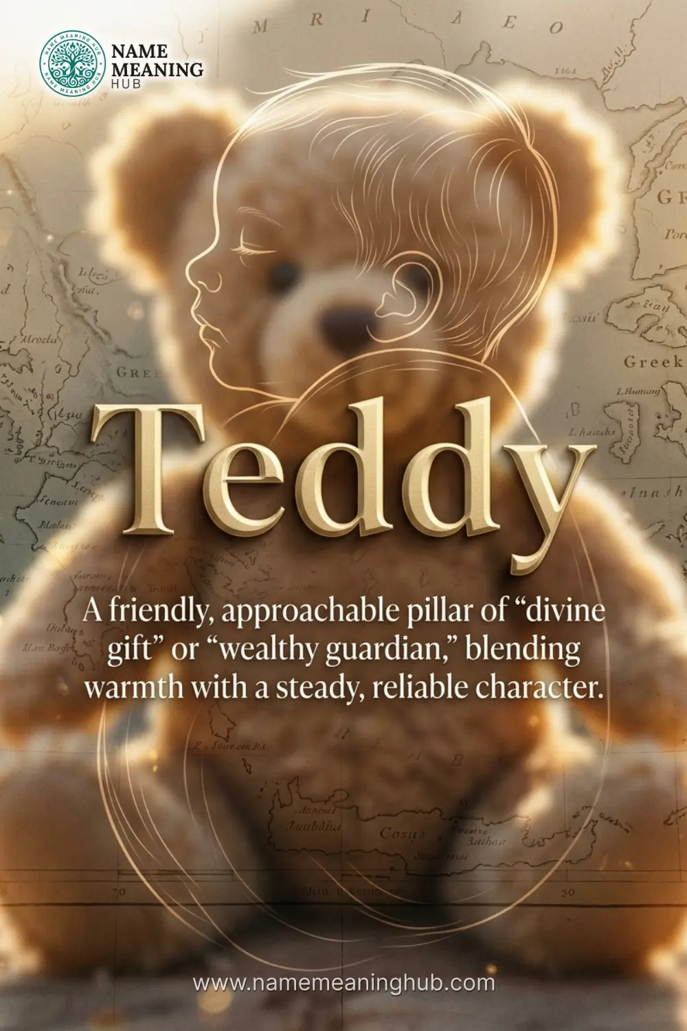 Meaning of the name Teddy: A friendly, approachable pillar of "divine gift" or "wealthy guardian," blending warmth with a steady, reliable character.