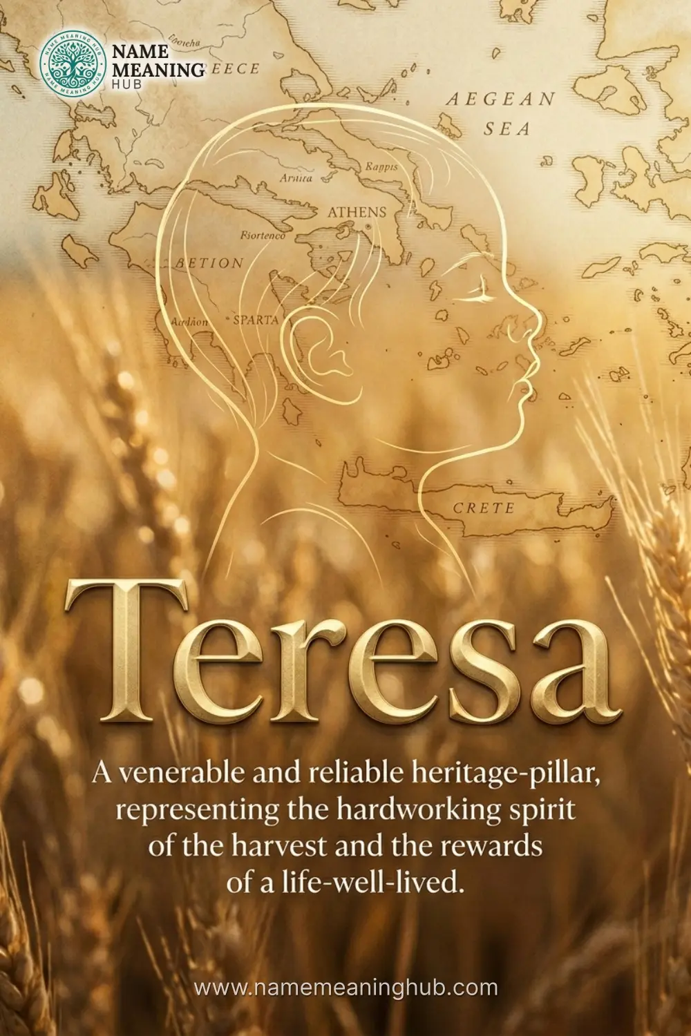 Meaning of the name Teresa: A venerable and reliable heritage-pillar, representing the hardworking spirit of the harvest and the rewards of a life-well-lived.