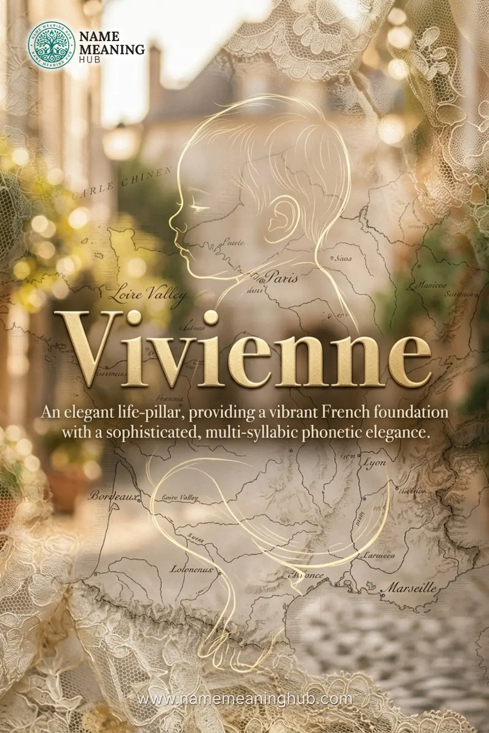 Meaning of the name Vivienne: An elegant life-pillar, providing a vibrant French foundation with a sophisticated, multi-syllabic phonetic elegance.