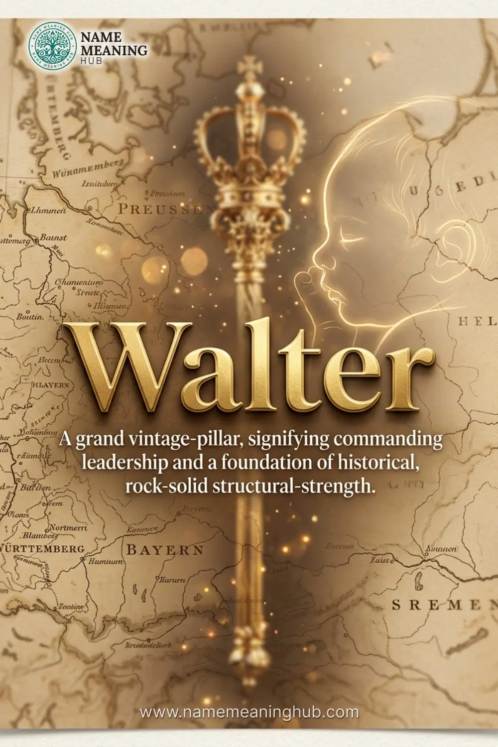 Meaning of the name Walter: A grand vintage-pillar, signifying commanding leadership and a foundation of historical, rock-solid structural-strength.