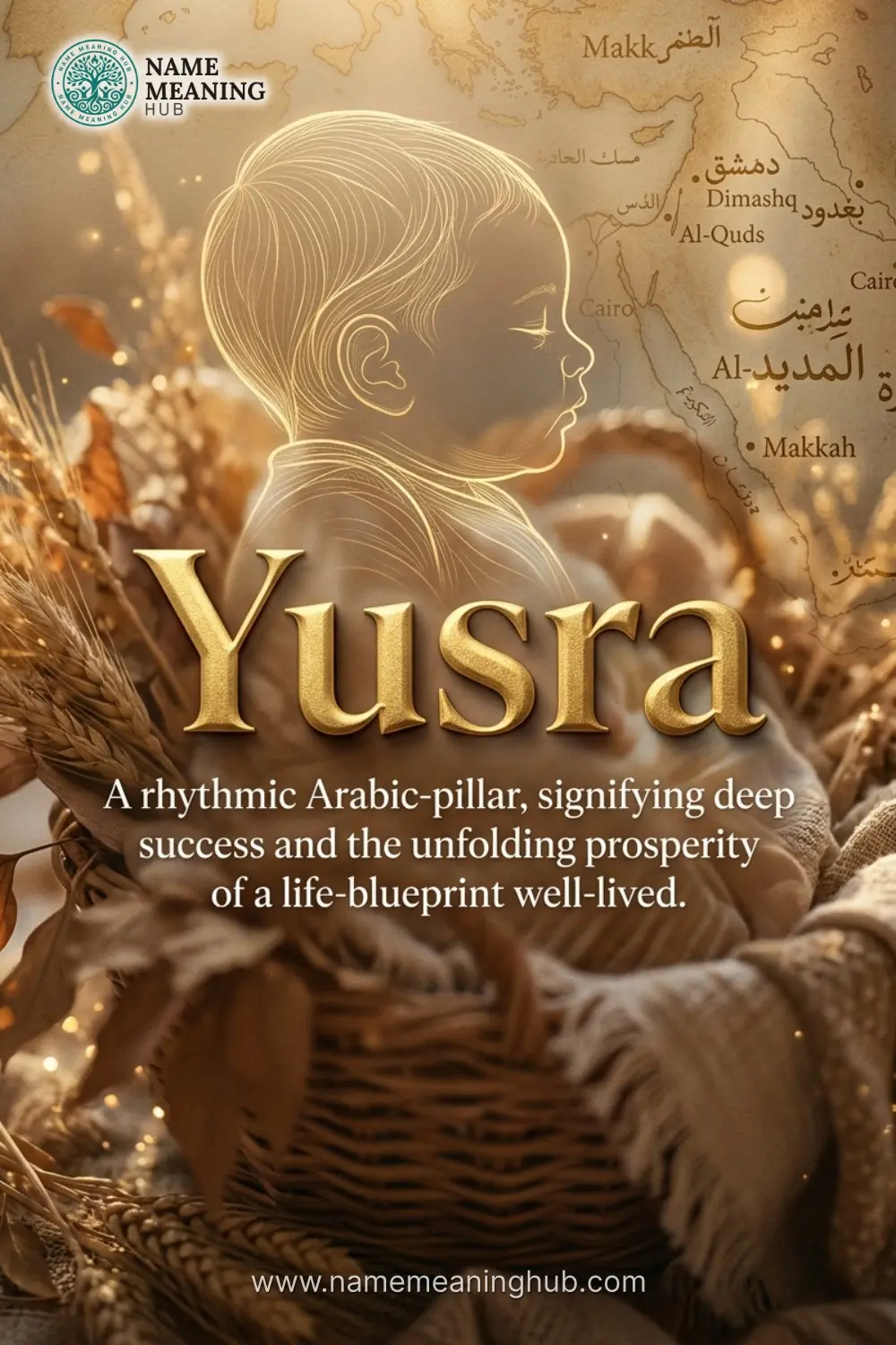 Meaning of the name Yusra: A rhythmic Arabic-pillar, signifying deep success and the unfolding prosperity of a life-blueprint well-lived.