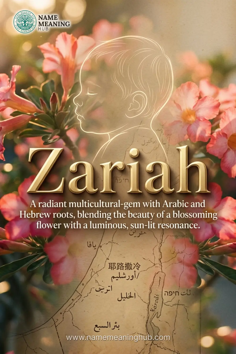 Meaning of the name Zariah: A radiant multicultural-gem with Arabic and Hebrew roots, blending the beauty of a blossoming flower with a luminous, sun-lit resonance.