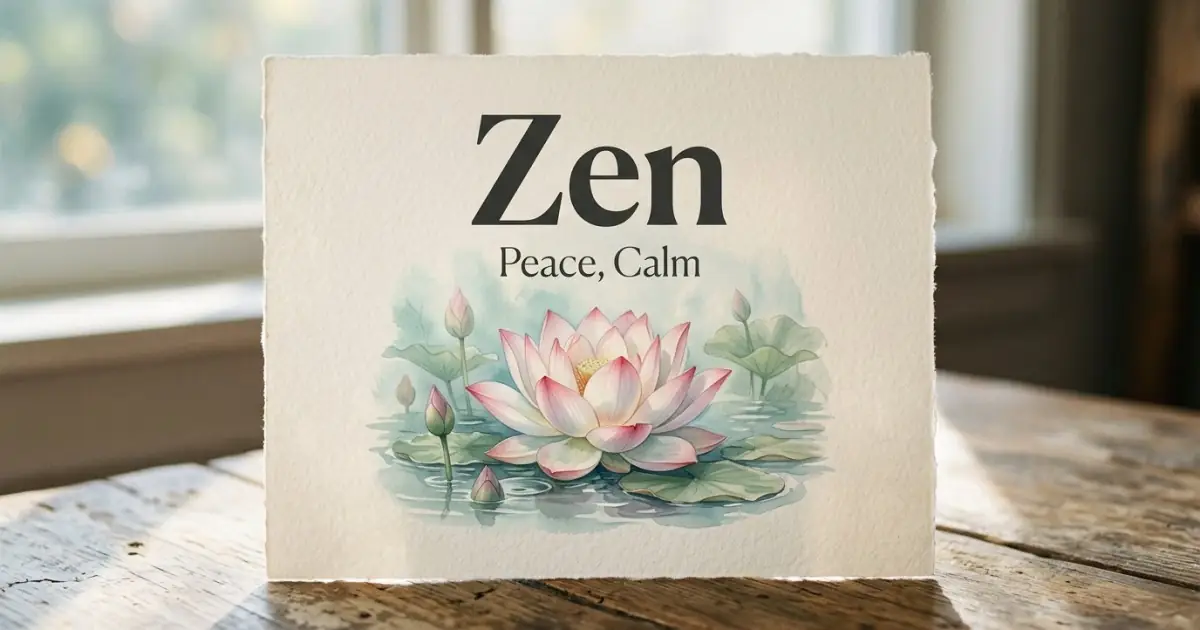 Zen meaning themes: peace, calm